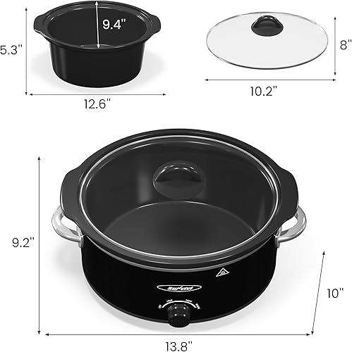 Miniatura 3 de Sunvivi 4 cuartos de galón de olla de cocción lenta y mini calentador de alimentos con 3 ajustes de calefacción, olla de cerámica extraíble, tapa de