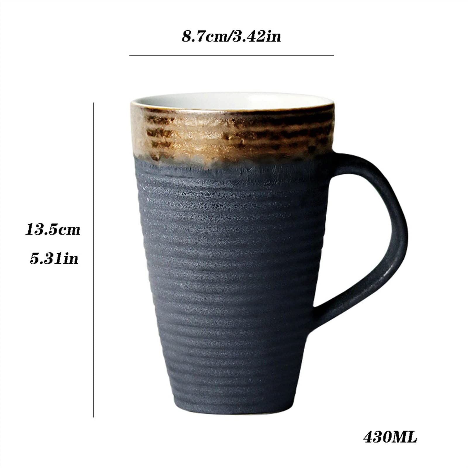 Kaffeetasse Becher 430ML Vintage Stil Becher Nachmittagstee Tasse Hause Frühstück Tasse Keramik Große Kapazität Kaffeetasse für Kaffee, Tee, heißen Kakao