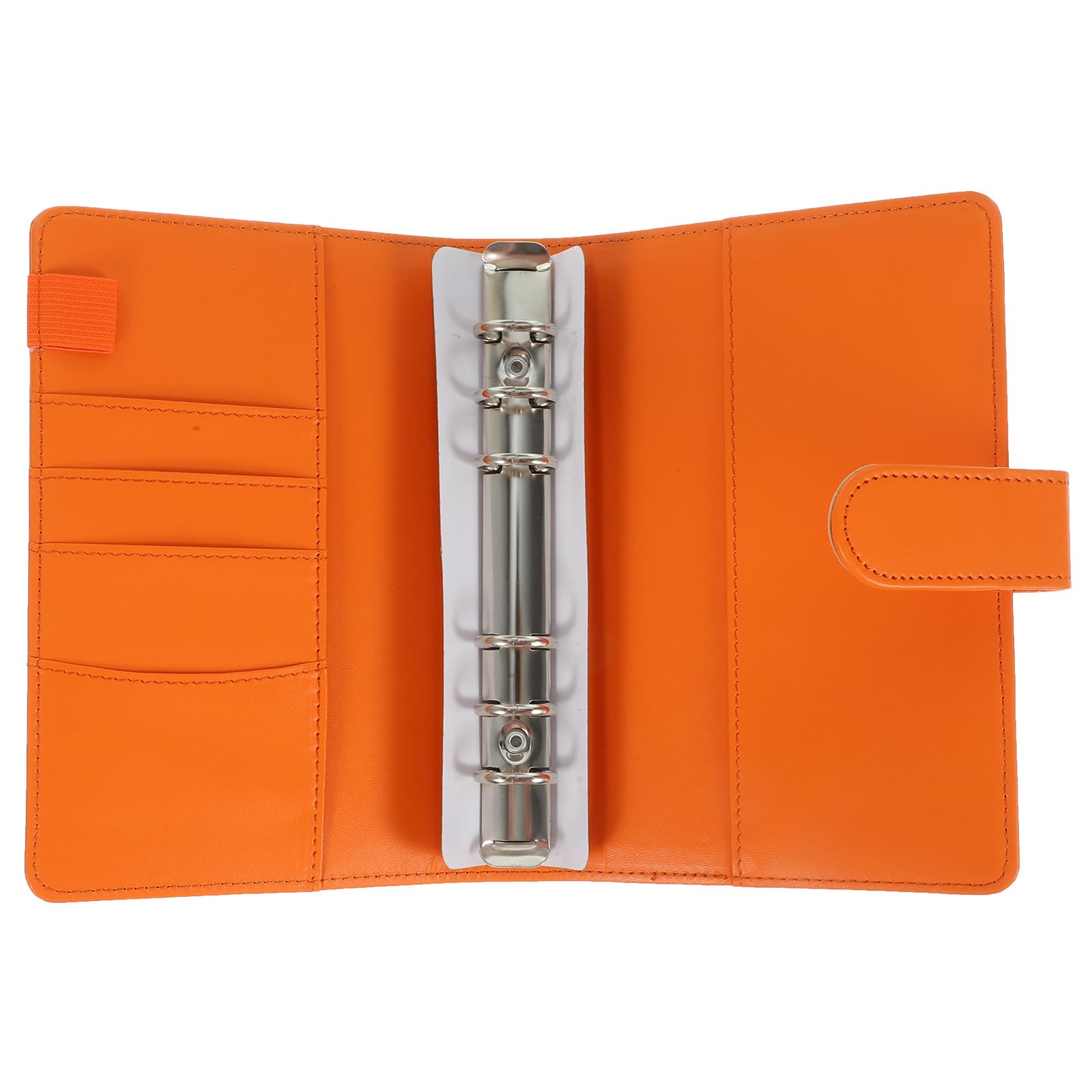 Carpeta Planificadora A6 de Pu Naranja Anillas para Cuaderno Diario | Decoracion Colegio, Funda para Tarjetas y Pasaporte, Instalación Fácil en Oficina y Estudio