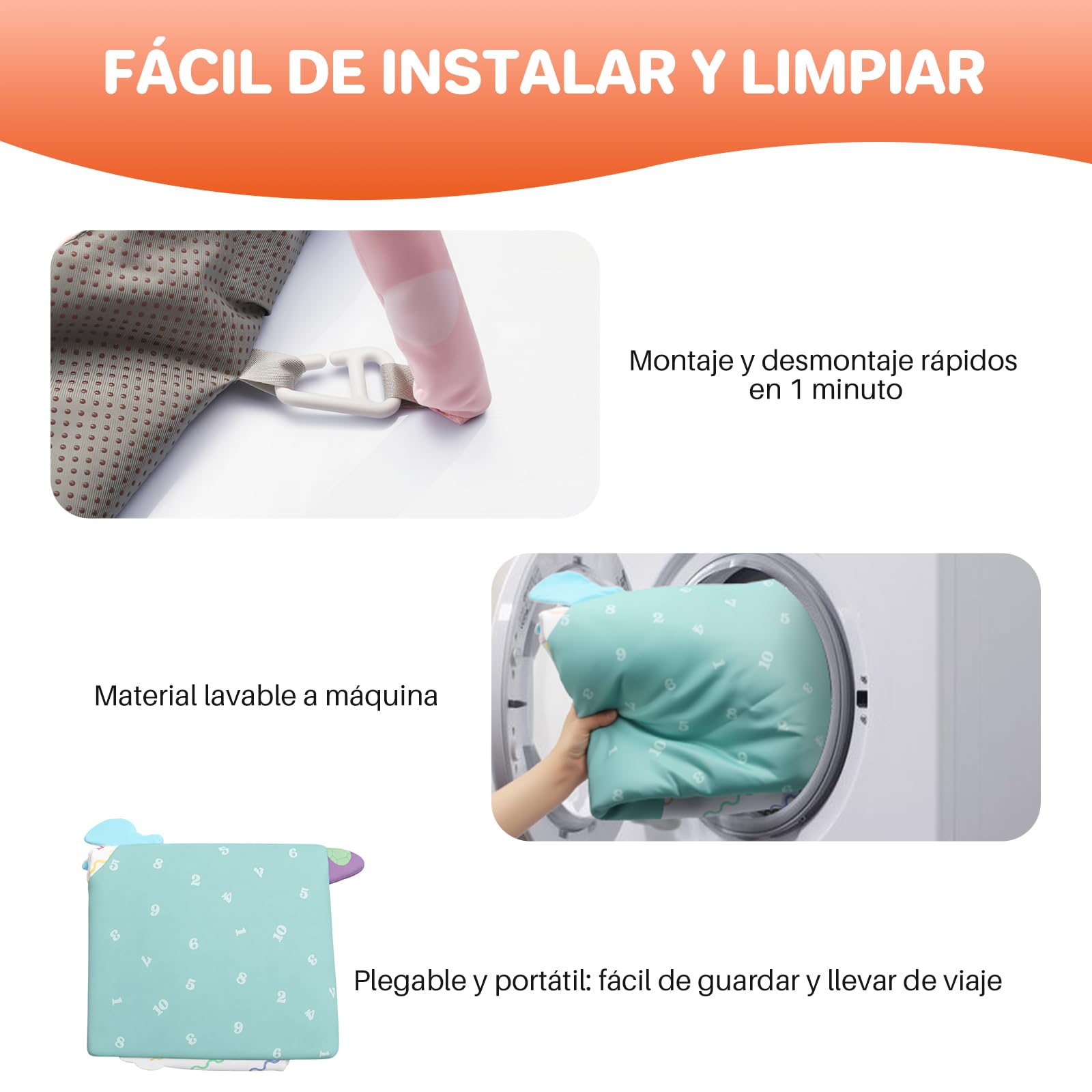 FUNYKICH Gimnasio para Bebé 0-18 meses con Alfombra Antideslizante | 95x95x52cm, 5 Juguetes Colgantes+Espejo+Almohada, Lavable a Máquina, Regalo para Recién Nacido, para Desarrollo Cerebral