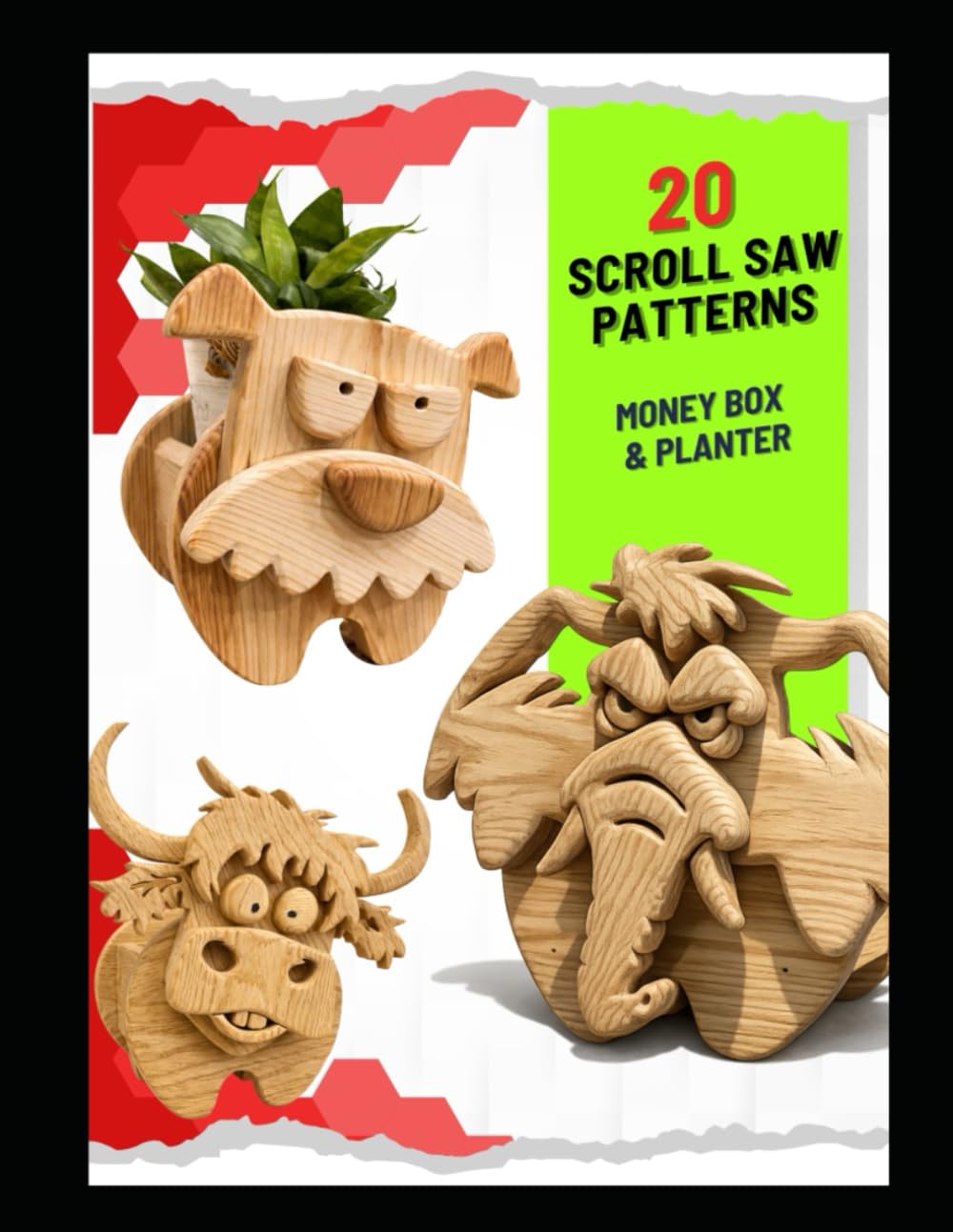 20 Scroll Saw Patterns: Animal planter, money bank