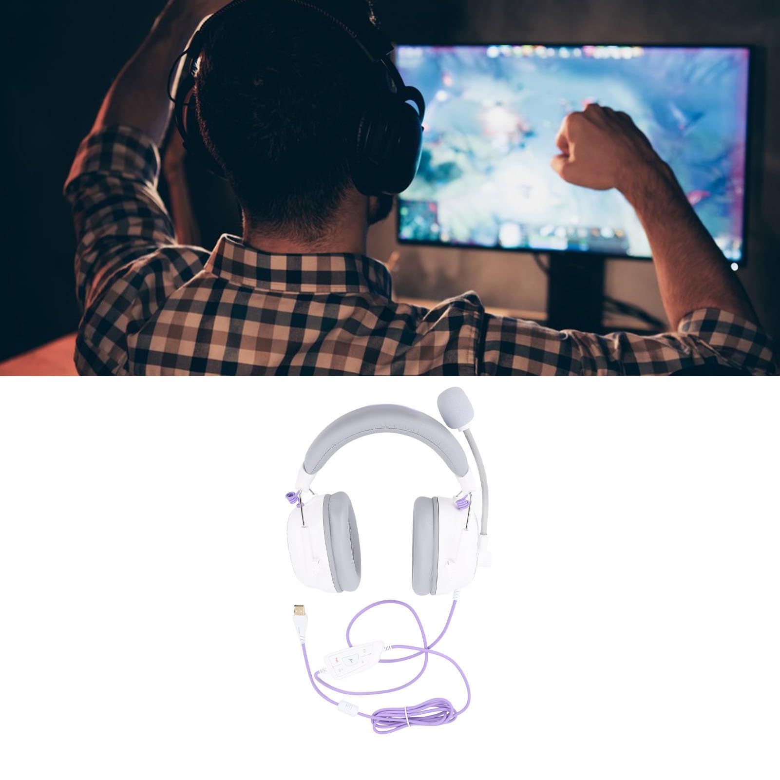 Generic Gamingowy Zestaw Słuchawkowy HiFi 7.1 z Dźwiękiem Przestrzennym i Mikrofonem z redukcją Szumów Niestandardowe Ustawienia Korektora Lekkie Słuchawki Nauszne do Profesjonalnej Rozgrywki 1 X
