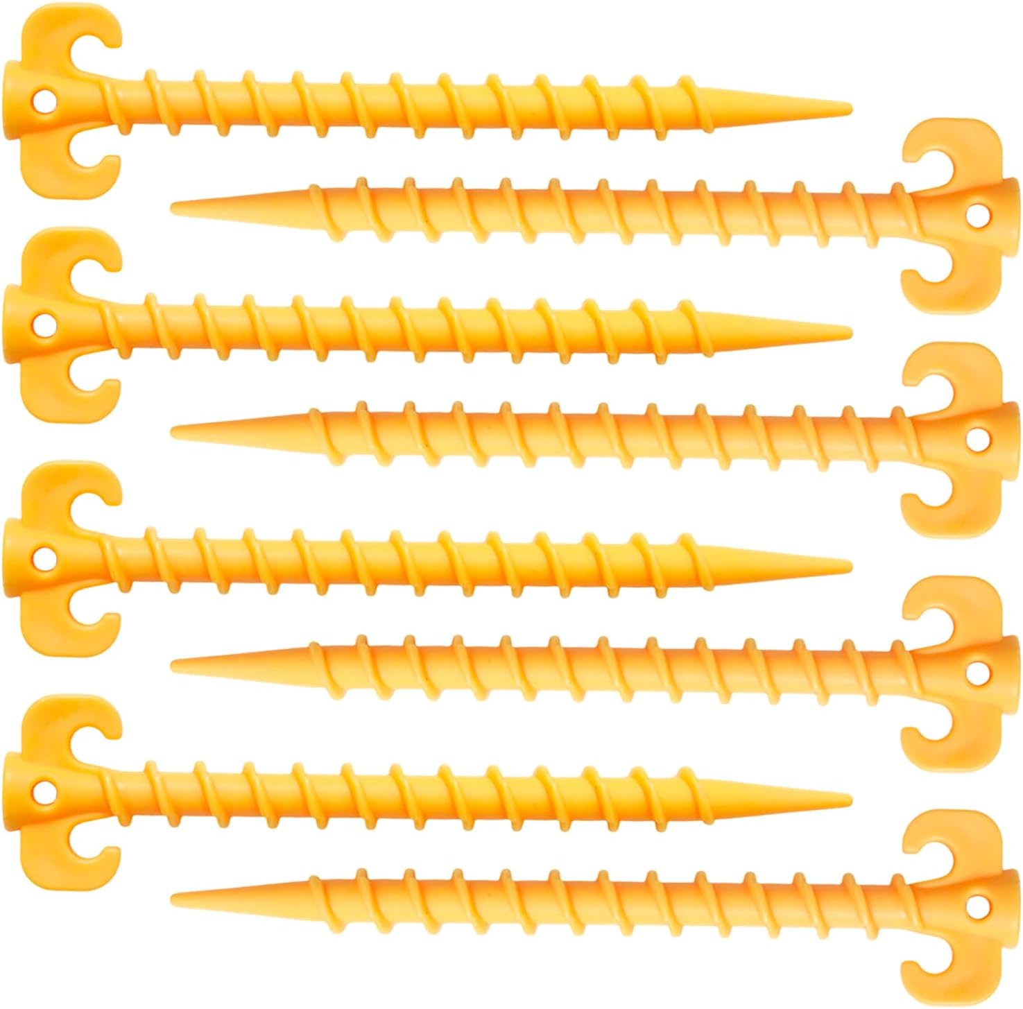 Pine & Linen 8 Pack 19.5cm/7.7inch Heavy Duty Tent Stakes,Sand Stake Beach Tent Stakes Heavy Duty Screw Shape, Essential Gear for Outdoor Camping Hiking/Garden Lawn（Orange）