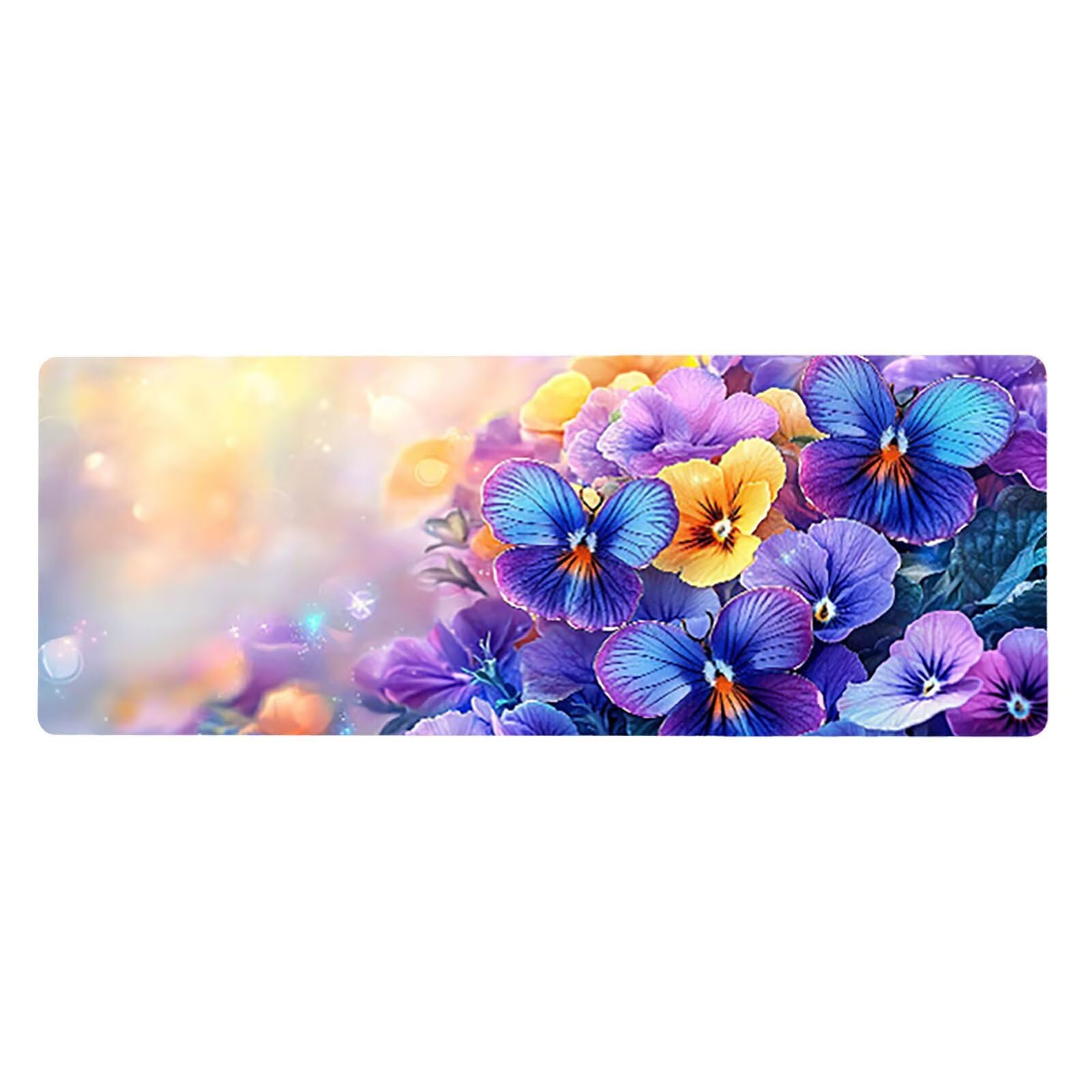 Alfombrilla Ratón Gaming XXL, 80x160cmx3mm, Impermeabile Mousepad, Base Antideslizante de Caucho, Mouse Pad Ordenador, Bordes Cosidos, Escritorio Pad, Oficina Regalos Hombre, Flores Moradas D7YY-1413