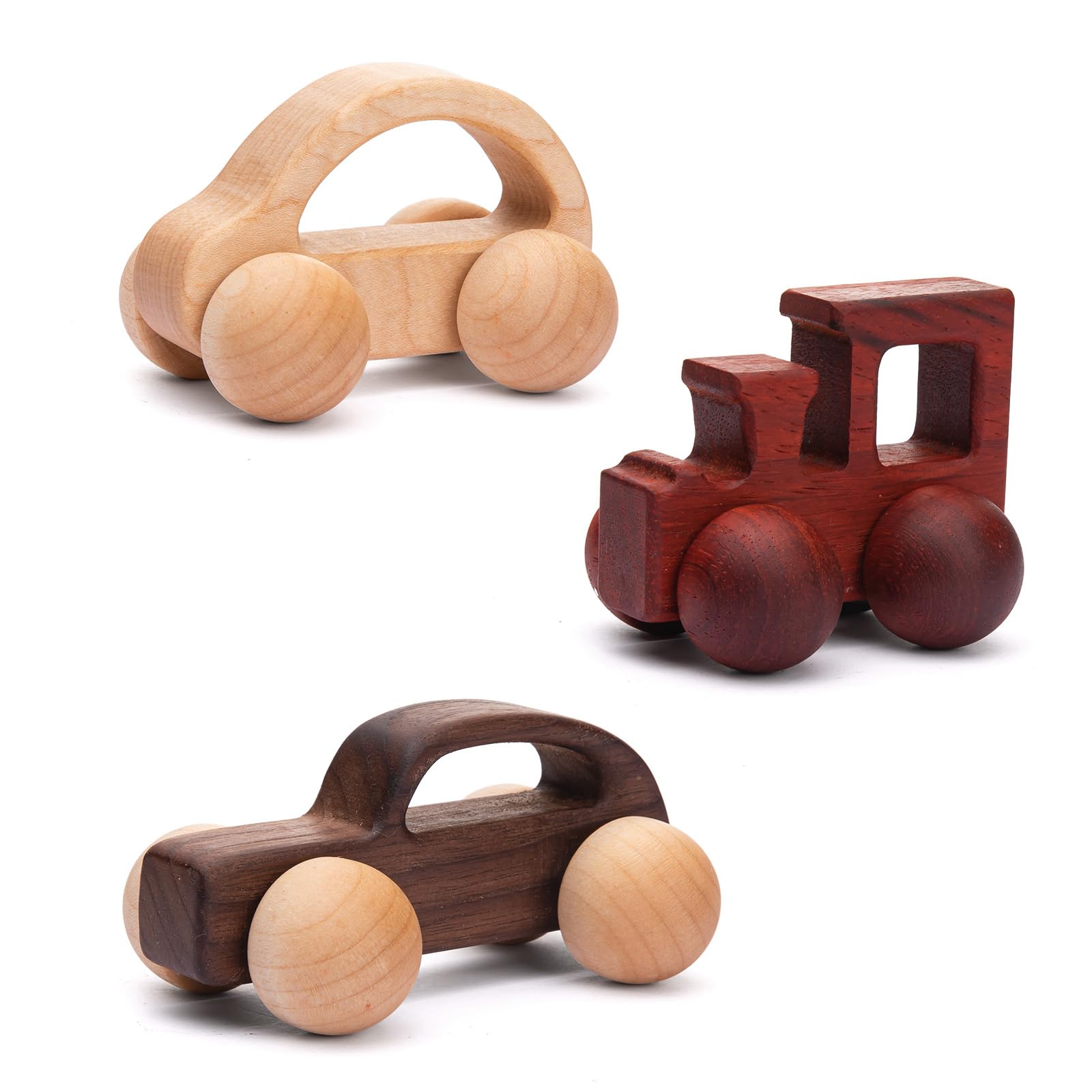 3PCS Wooden Baby Toys, Montessori Toys for Babies 0-6-12 Months, Baby Grasping Toys Push Car Toys for 1 Year Old Boy Birthday Gift #1