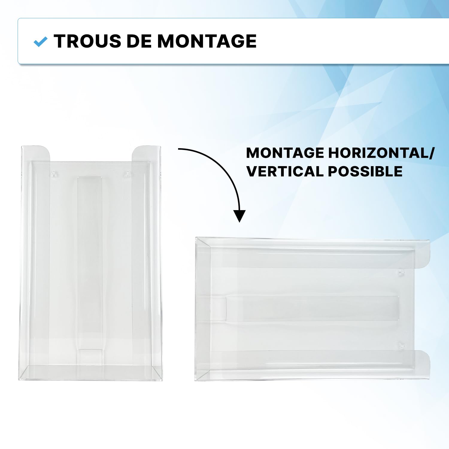 ARNOMED Support gant pour gants jetables, 3x support de gants jetables pour 3 boîtes, support mural pour gants jetables, distributeur de gants transparent en acrylique en 24,6x8,1x41 cm