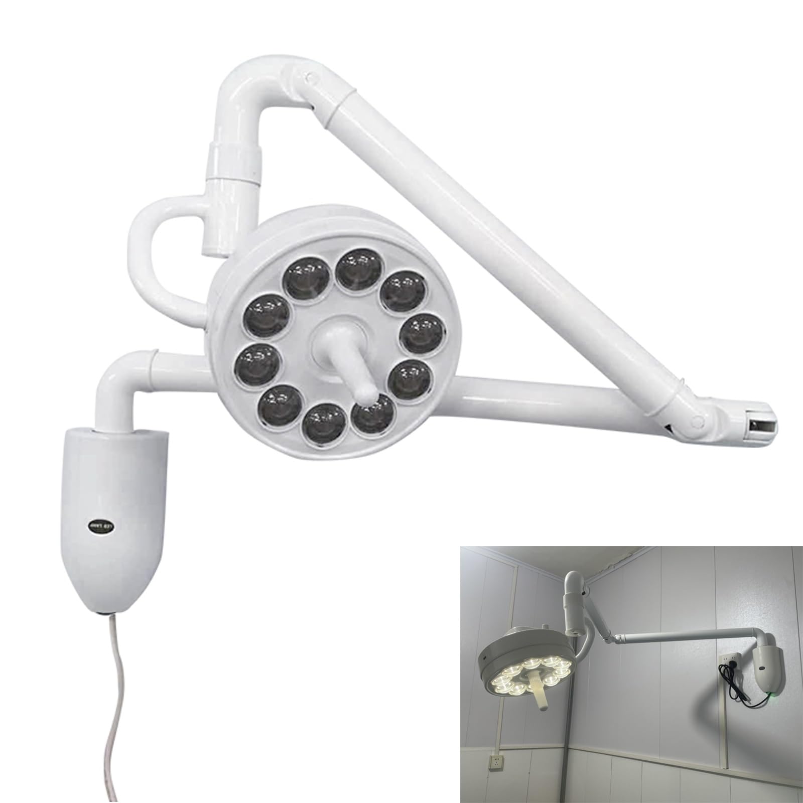 Lampa Led Do Badań Chirurgicznych Montowana Na Ścianie, Lampa Do Badań Bezcieniowych, Lampa Do Oświetlenia Jamy Ustnej, Światło Białe, Obrót O 180°, Do Bad