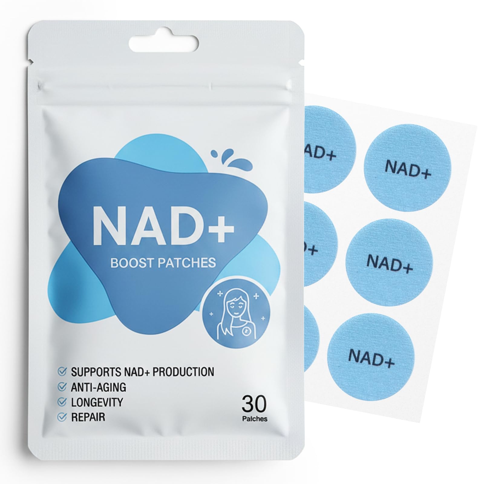 NAD+ Patches | Anti-Aging and Wellness Support | 5X Stronger Formula | NMNH, Resveratrol, Hyaluronic Acid, Coq10 l Premium 8-Hour Time-Release Patch for Enhanced Absorption