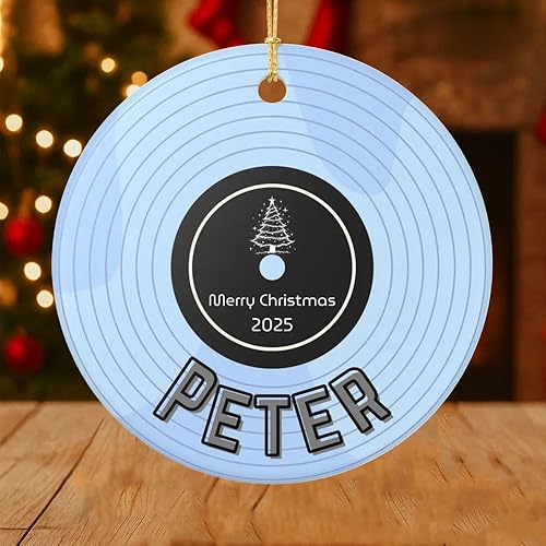 Miniatura 16 de Adorno de disco de vinilo retro personalizado 2025, adorno de músico personalizado para amantes de la música, decoración de árbol de Navidad
