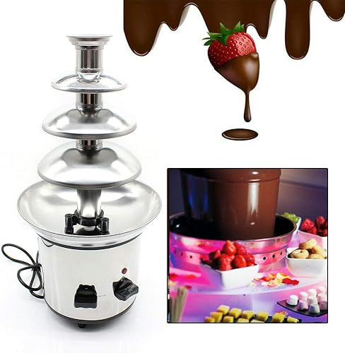Miniatura 3 de Máquina de fuente de fondue de chocolate de acero inoxidable de 4 niveles para fusión de chocolate, capacidad de 2 libras para hogar