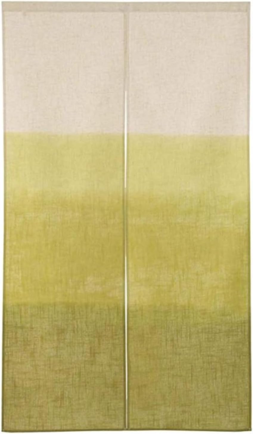Japanese Noren Doorway Curtain, Made in Japan, Hand Screen-Printed Ombre Gradient, Split Panel, ASA-Blend Fabric, 33.5" W x 59" L (Green)