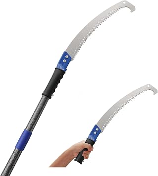 Pruning Saw Blue, Long Reach Tree Cutter with Razor Blade 7.5 FT, No Ladder Branch Trimmer Rustproof Stainless Steel Poles for Palm Garden Forestry Lawn Patios Yard