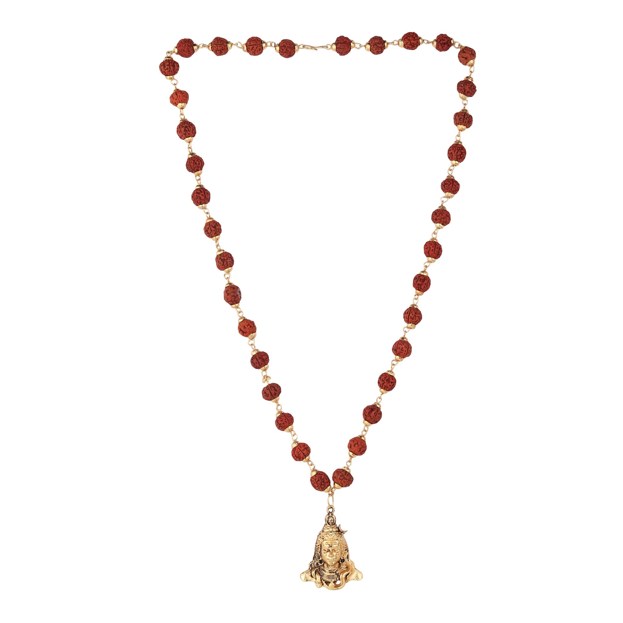 Divine Hindu Premium Gold Plated Rudraksha Shiva Necklace | ISO Certified | Brown 36 Rudraksha Beads | Size: 14.5 Inches (B0D8L9PM8L) Amazon Price History, Amazon Price Tracker