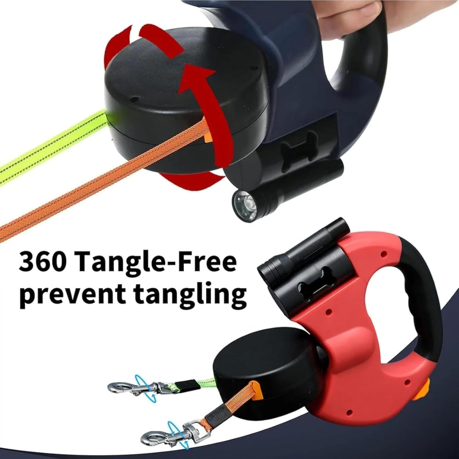 Laisse Double pour 2 Chiens, Laisse Double, Laisse Rétractable De 5 M Pet, À 360° en Enchevêtrement Câble De Sécurité Réfléchissant pour Promenades Nocturnes, Jogging Et Camping avec (Bleu)