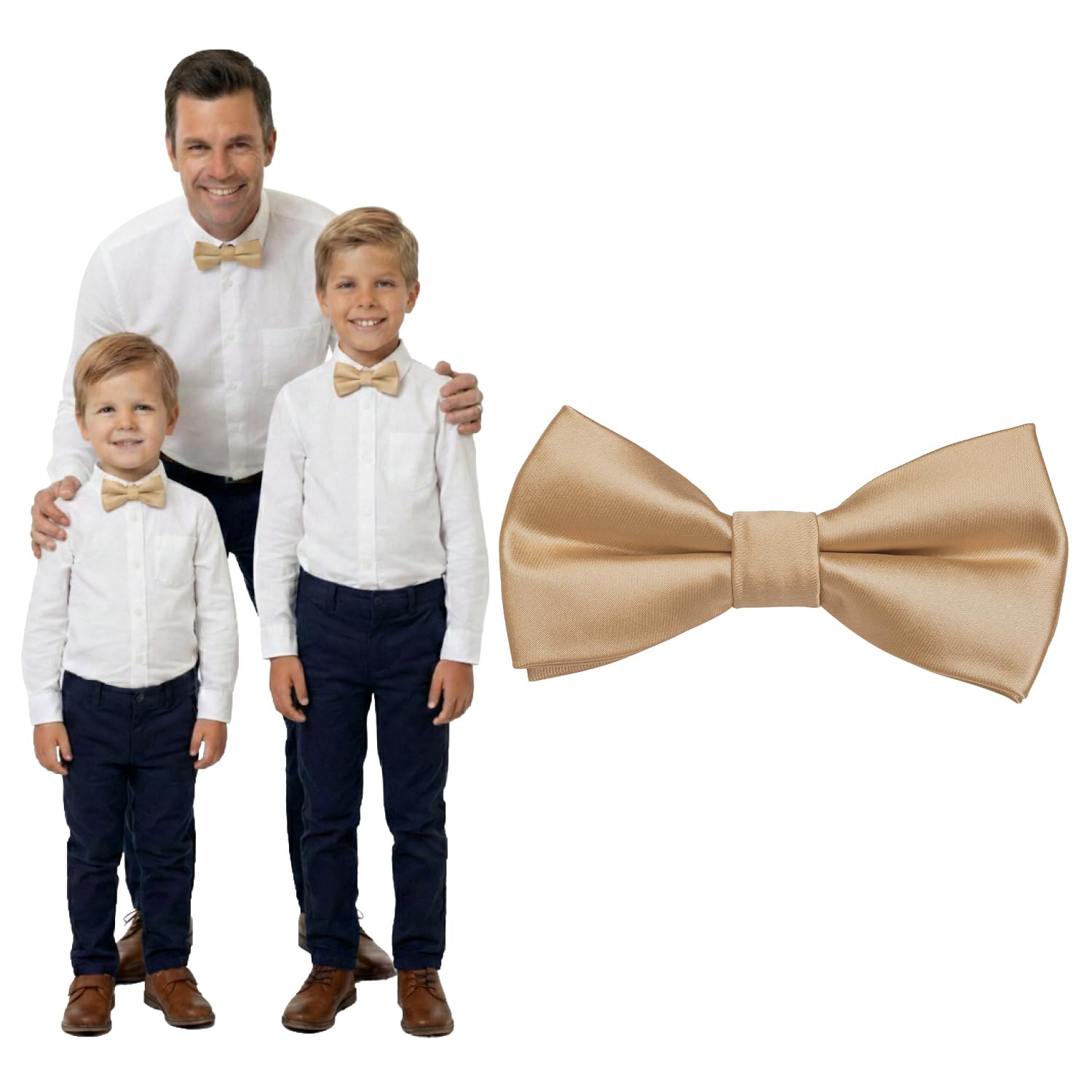 DonDon Pajarita niño bebés y hombre aspecto sedoso brillante, preatada y ajustable en longitud, fabricada en poliéster: accesorio festivo para bodas, comuniones y celebraciones