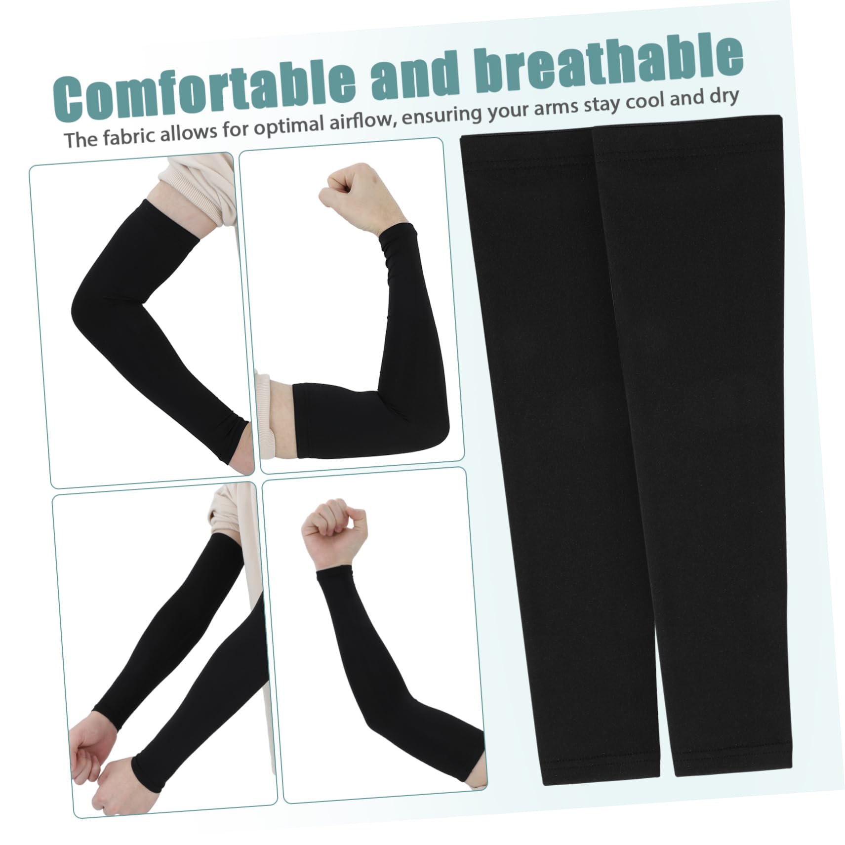 ibasenice Mangas de Brazo Transpirable Hombre Mujer Talla M Negro Protección Solar UV 2 Piezas Baloncesto Ciclismo