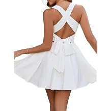 Colysmo Women Homecoming Mini Dress A Line Flowy Ruffle Square Neck Smocked Tie Short Casaul Party Dresses