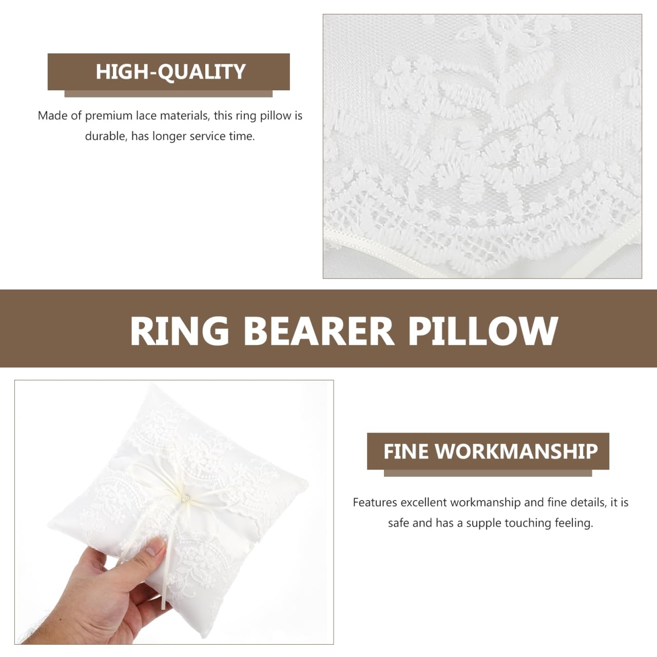 Ringkissen Hochzeit Aus Satin Mit Bögen Und Schleifen Design Romantisches Ringhalter Kissen Für Trauringe Und Verlobungsringe 7.48X7.48 Zoll Kompakt Wiederverwendbar