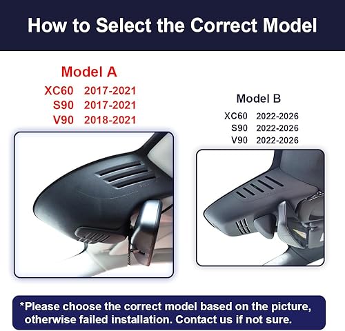 Miniatura 2 de Fitcamx Cámara de tablero 4K adecuada para Volvo S90 V90 2017-2021 y XC60 2018-2021 T5 T6 (modelo A), aspecto de fábrica OEM, video UHD 2160P, WiFi