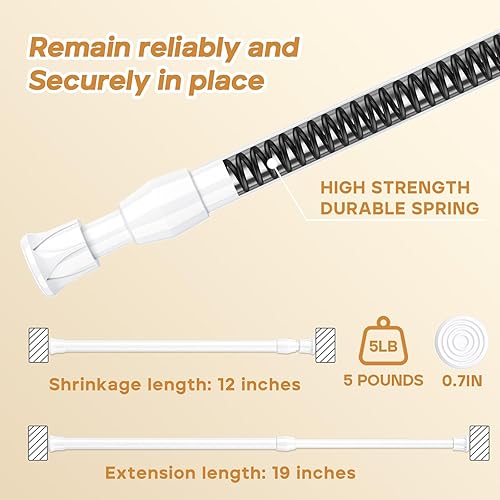 Miniatura 35 de Barra de cortina de tensión para ventanas de 28 a 48 pulgadas, barras de cortina con resorte, barra de tensión negra, sin perforación, barra