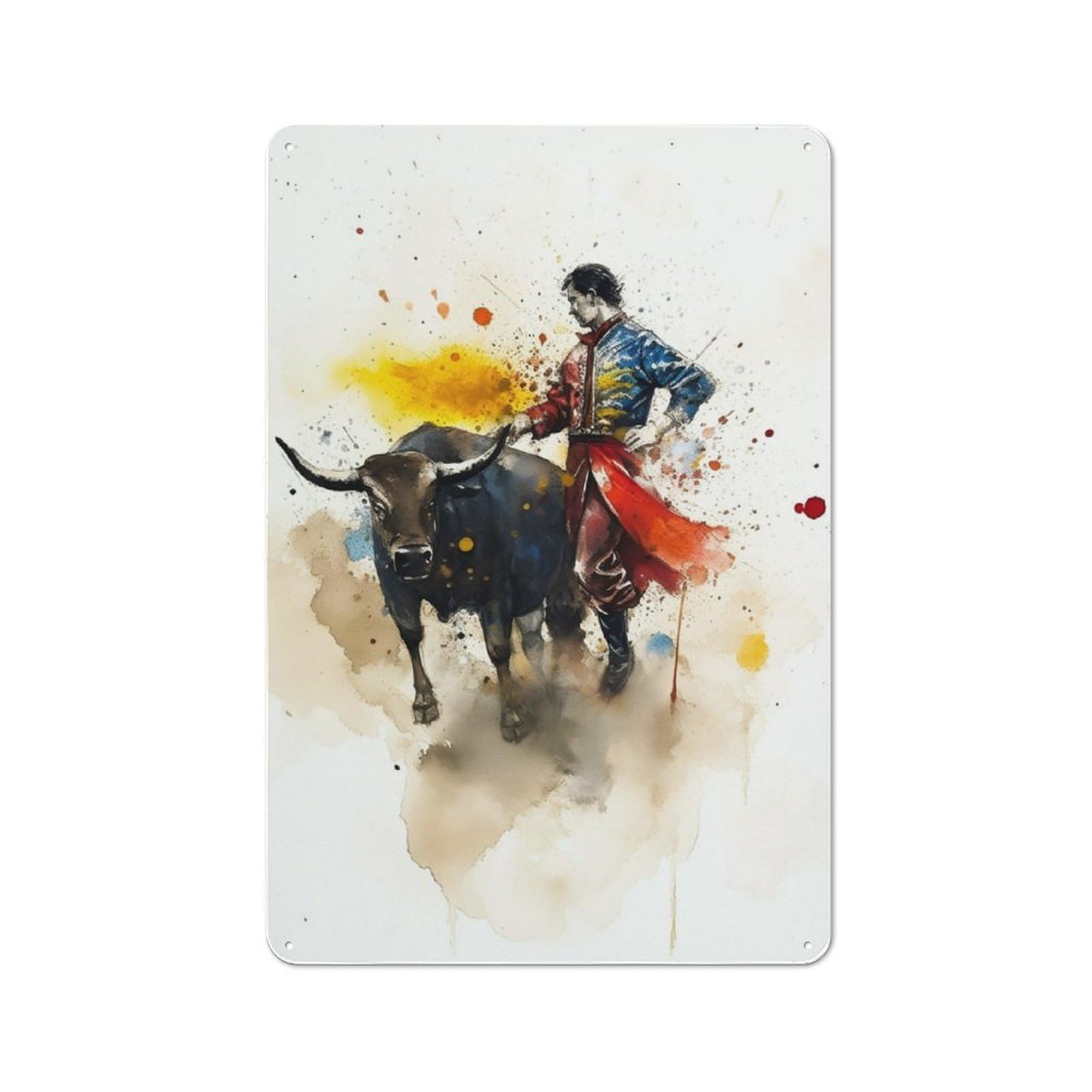 Junmoney Bull Bullfighter Metal Sign 30X20cm With For Home Bar Wall, Rustic Decor, For Collectors Decorating Home Bars And Entertaining Spaces