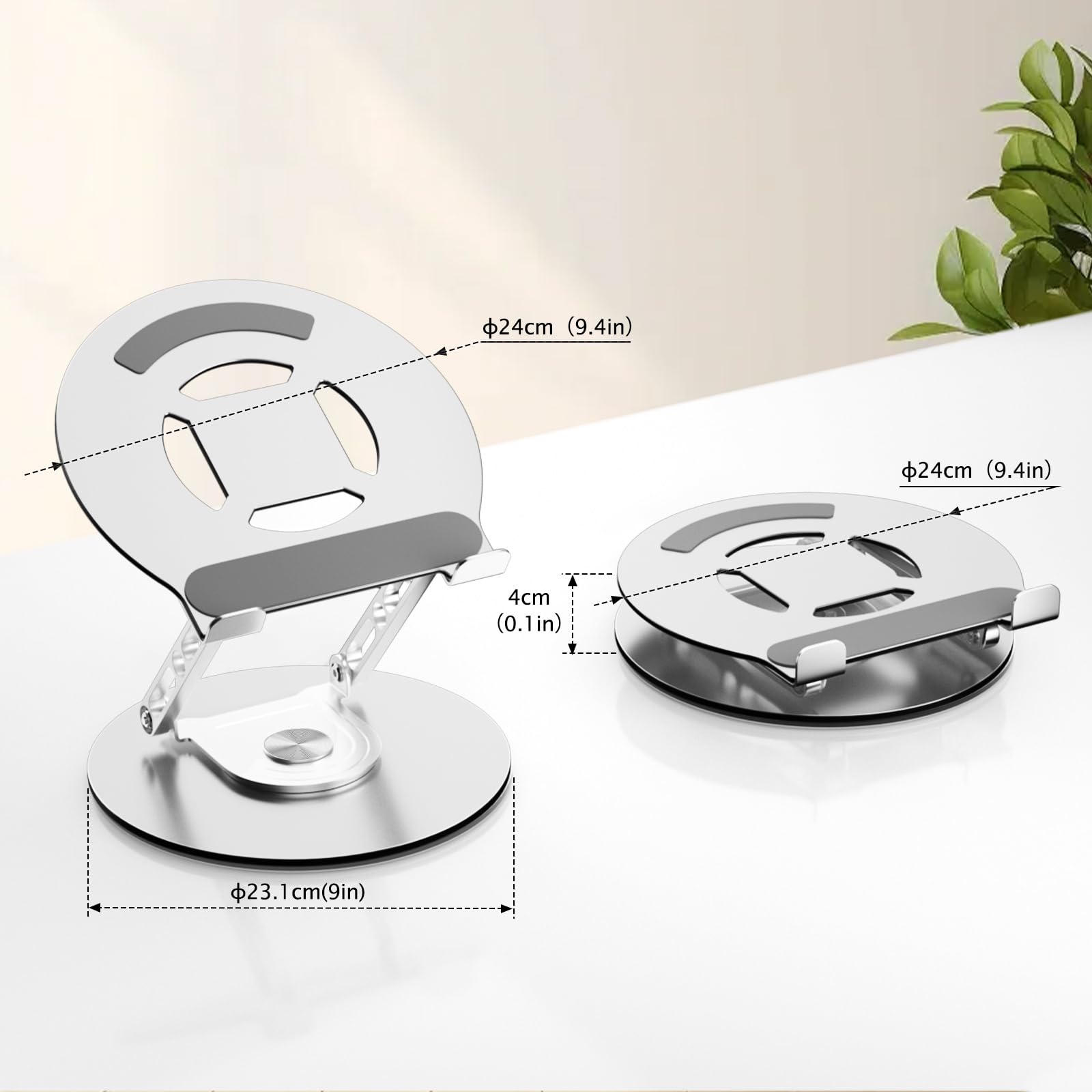 Supporto per computer portatile per scrivania regolabile con base rotante a 360 ° Supporto ergonomico per laptop per scrivania pieghevole e portatile per computer adatto a MacBook Pro Air