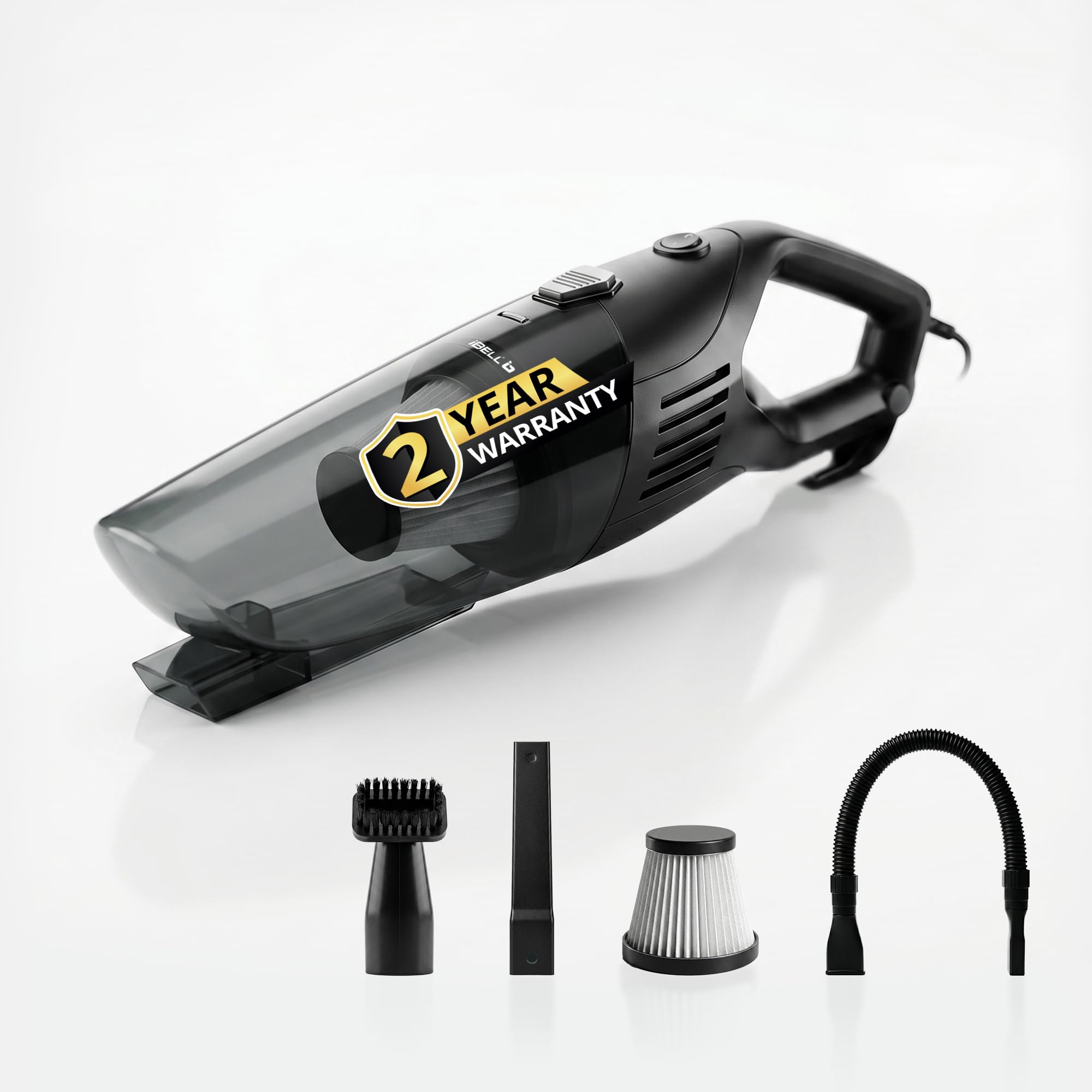 IBELL 600 Watts Handheld Vacuum Cleaner for Home And Car Use, Wet/Dry Vacuuming, 6.5 kPa Suction Power, Lightweight & Durable Body (Black)