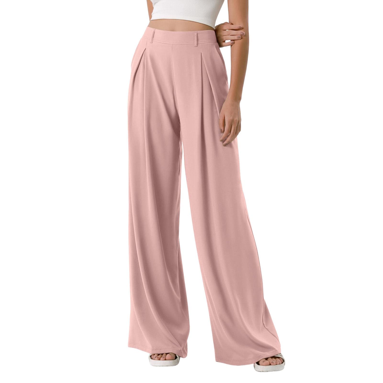 Palazzo - Pantaloni estivi da donna, leggeri, in tessuto, per il tempo | Pantaloni da lavoro leggeri e traspiranti, estivi, per tutti i giorni, per il tempo libero, gamba larga, vita alta