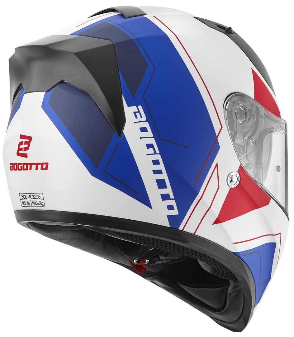 Bogotto V128 Strada Helm, blau/rot/weiß, XL | Beschlaghemmend