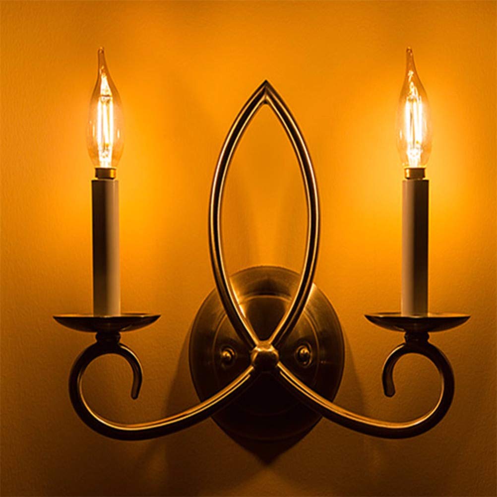Bombilla LED Regulable de 4 W, Bombilla de filamento Tipo Vela de 2200 K/E14 con Base de candelabro, Forma de Llama, Punta Curvada, Equivalente a una Bombilla incandescen