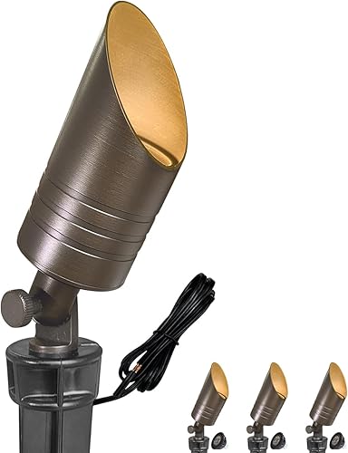 Vista 36 de MALORY Paquete de 6 focos de paisaje de latón con kit de bombillas MR16 (S04), bajo voltaje de 12 V CA/CC, luces de patio exteriores ajustables