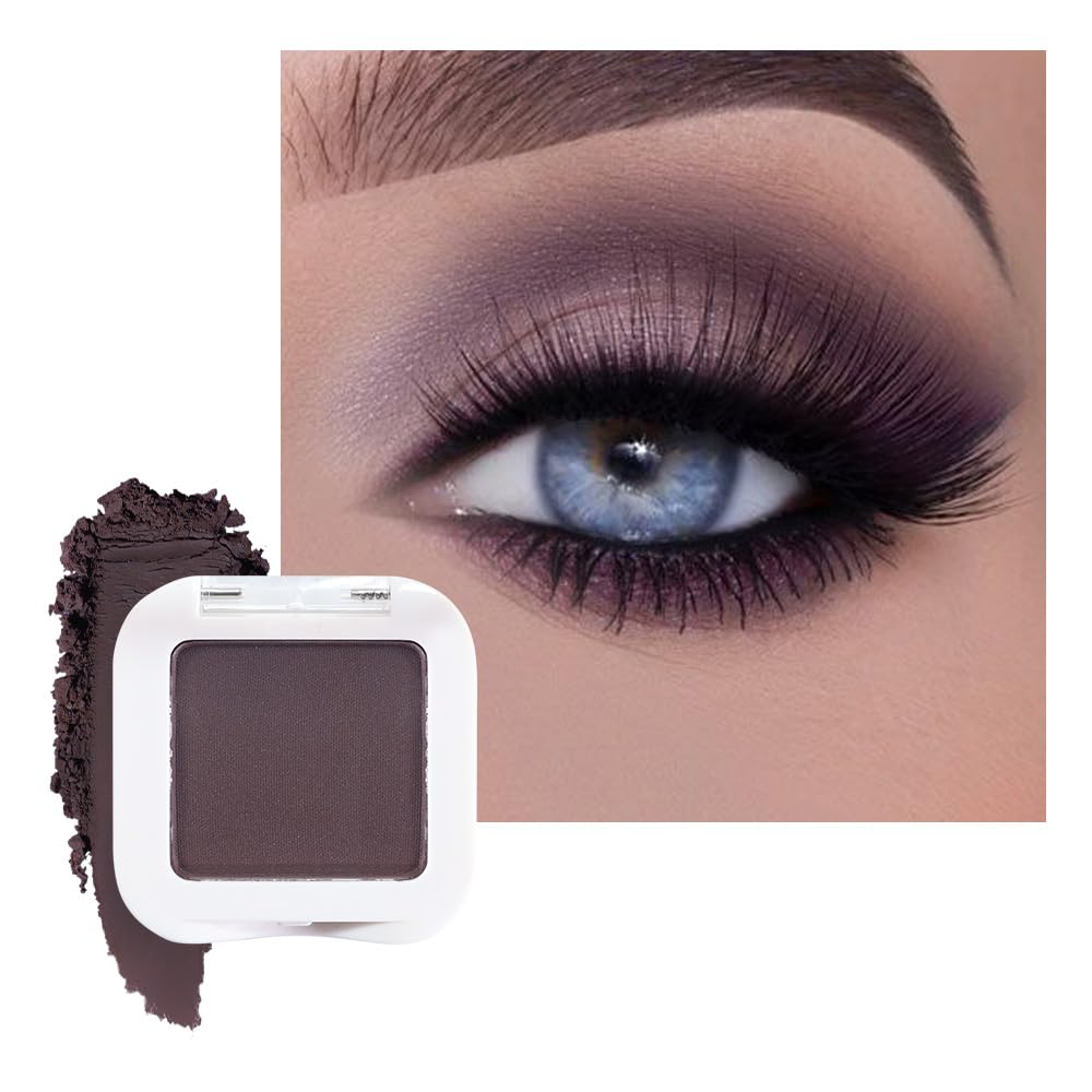 FeiCuiYun Matte Singe Eye Shadow Palette Makeup, Matte Smokey Plum Monochrome Eyeshadow For Old Women, Mini Singe Pressed Pigmented Waterproof Sombras