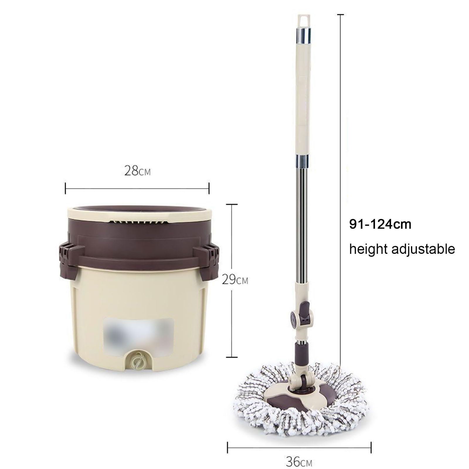 Questo Set Composto da mocio Rotante e Secchio con strizzatore per la casa, Testina del mocio Girevole a 360° con 4 Panni di Ricambio in Microfibra, Pulizia di Pavimenti in Legno, Laminato,