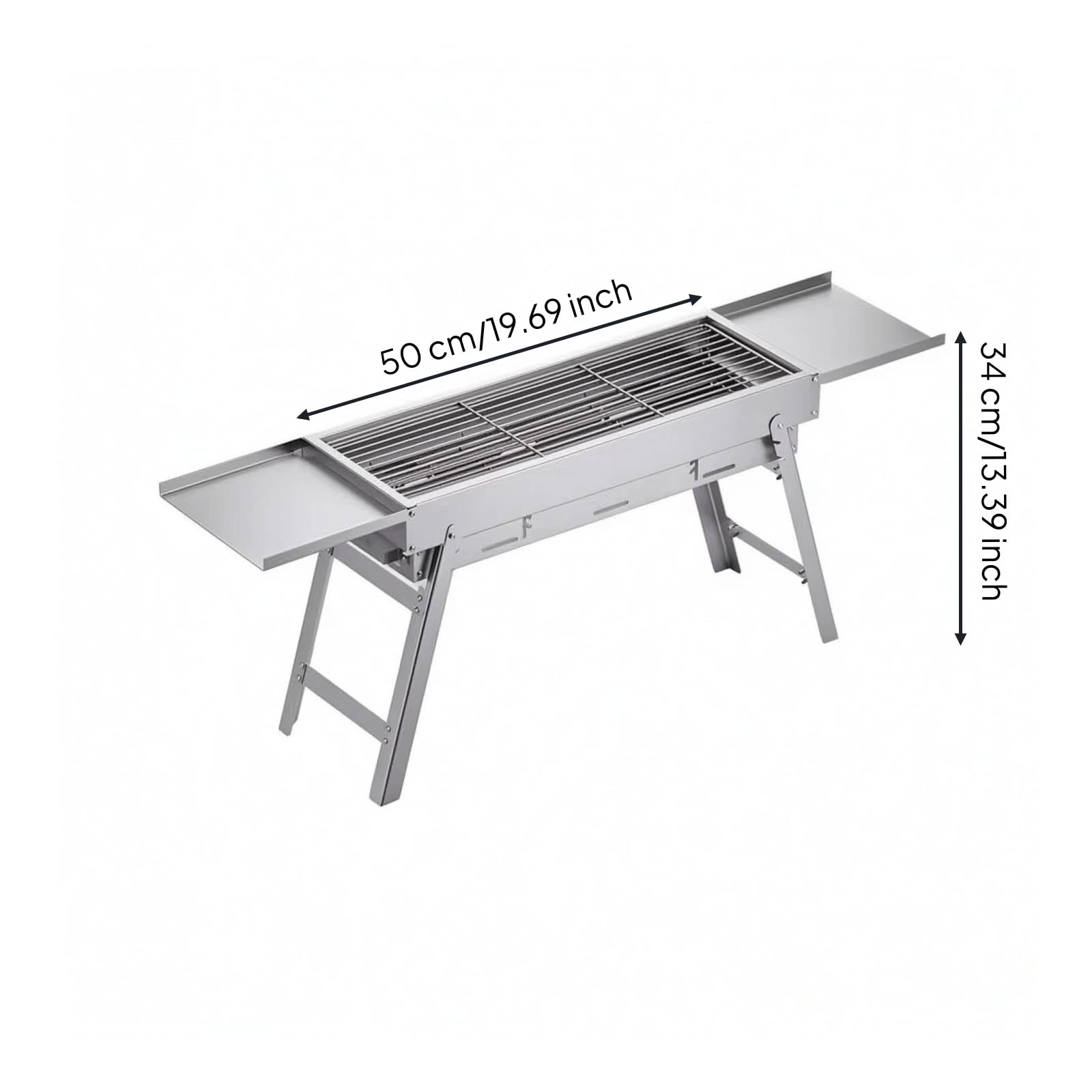 Barbecue da Esterno Griglia Barbecue Grill da Campeggio Forno a Carbone Braciere Pieghevole Portatile in Acciaio Inox con Borsa per il Trasporto E, 50cm