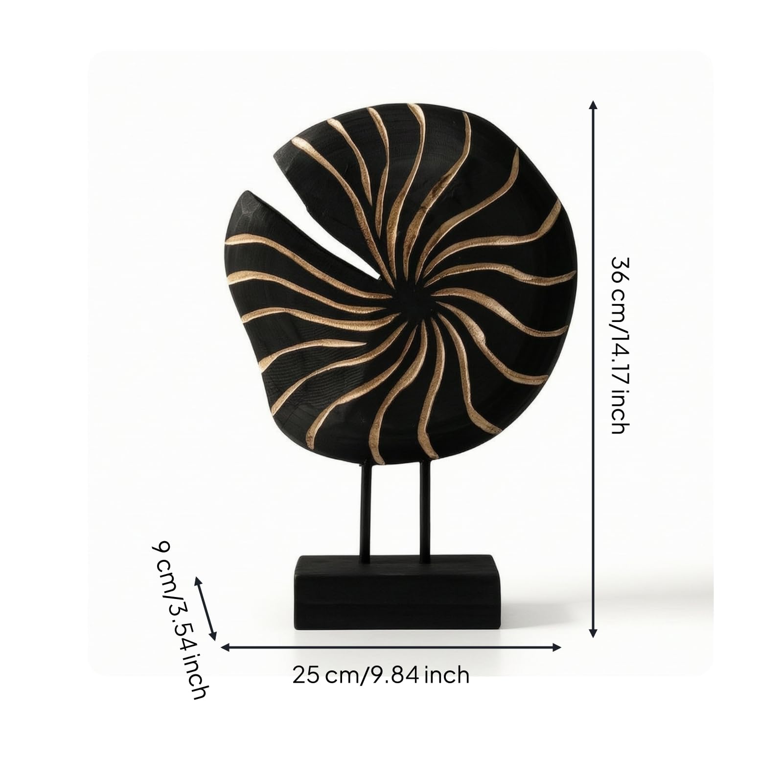 Baoblaze Decorazione da Tavolo Scultura Sun Disk Ornamento Circolare Radiale Supporto Resina Elegante Base Ebano Adatta per Soggiorno Ufficio Ingresso Cm25x9x36