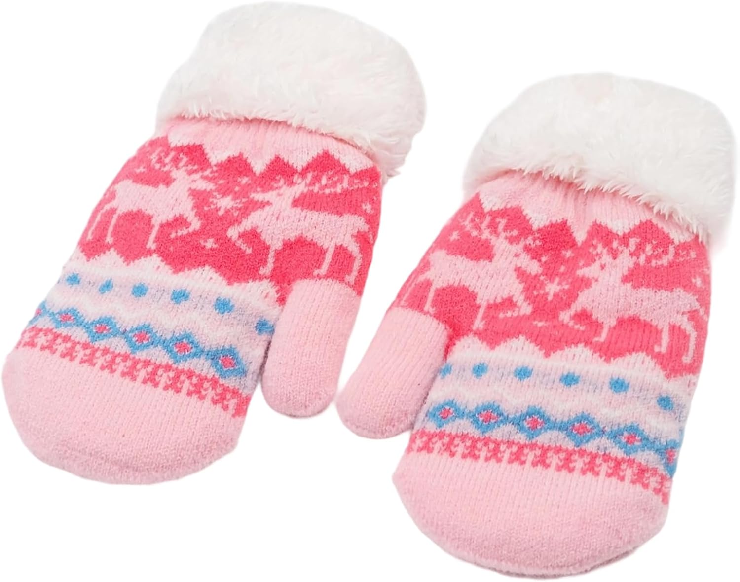 Warm Fleece Lined Winter Mittens for Toddlers 3-7 Years, Boys Girls Soft Knit Snow Gloves - Image 9