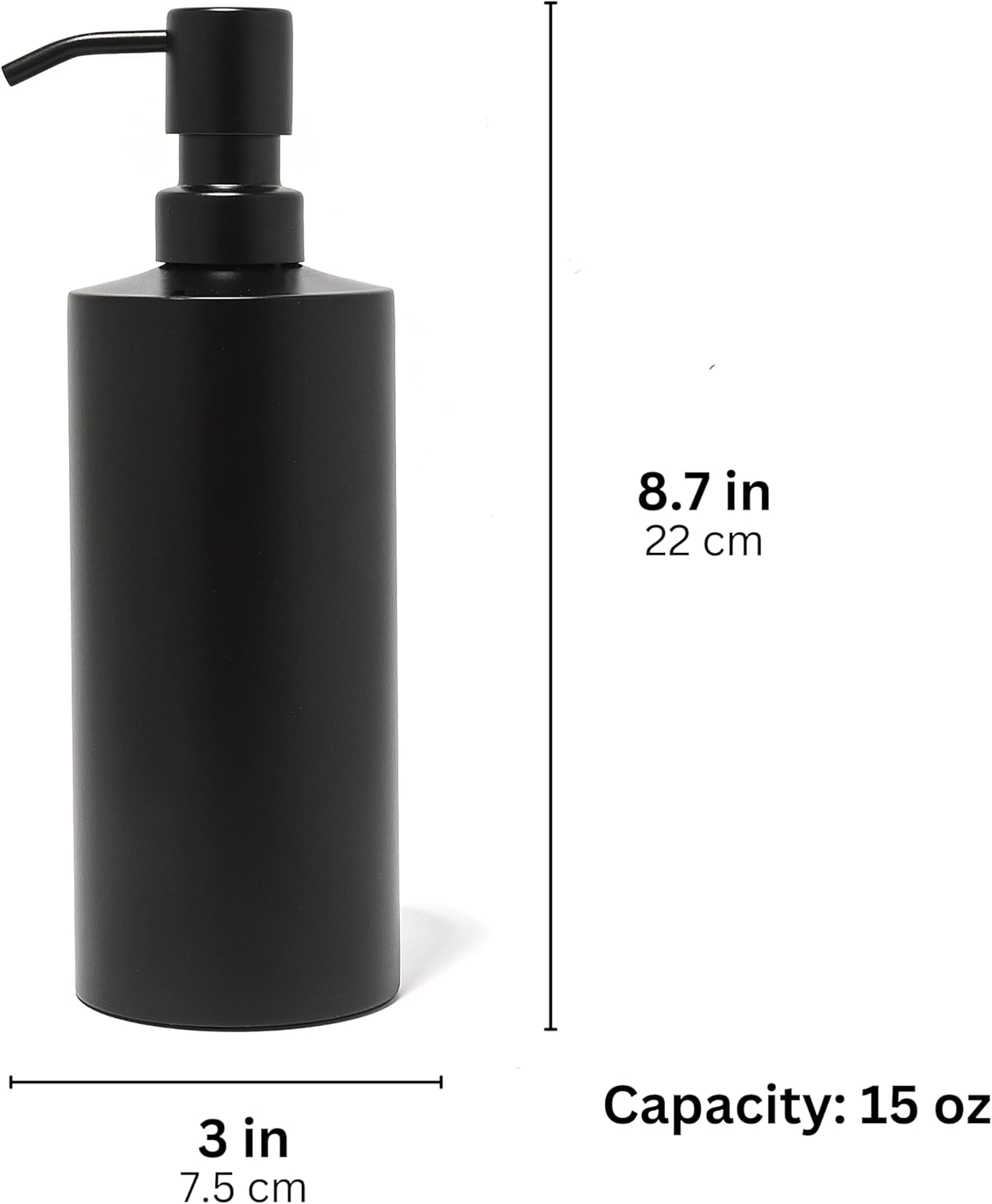 Black Soap Dispenser for Kitchen & Bathroom – 15 oz Refillable Resin Pump Bottle for Dish Soap, Hand Soap, Shampoo, Conditioner – Modern Countertop Dispenser with Non-Slip Protective Pads - Image 6