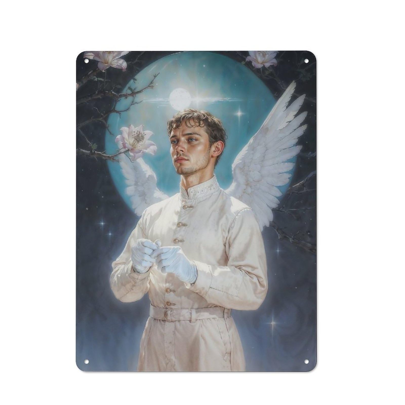 Junmoney Archangel Gabriel In Moonlight Urban Metal Wall Decor 40X30cm, Metal Wall Art Sign For Loft, Studio, Office Or Creative Room