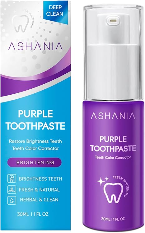 Ashania Purple Toothpaste Whitening, Purple Toothpaste for Teeth Whitening, Purple Toothpaste, Color Corrector Purple Toothpaste