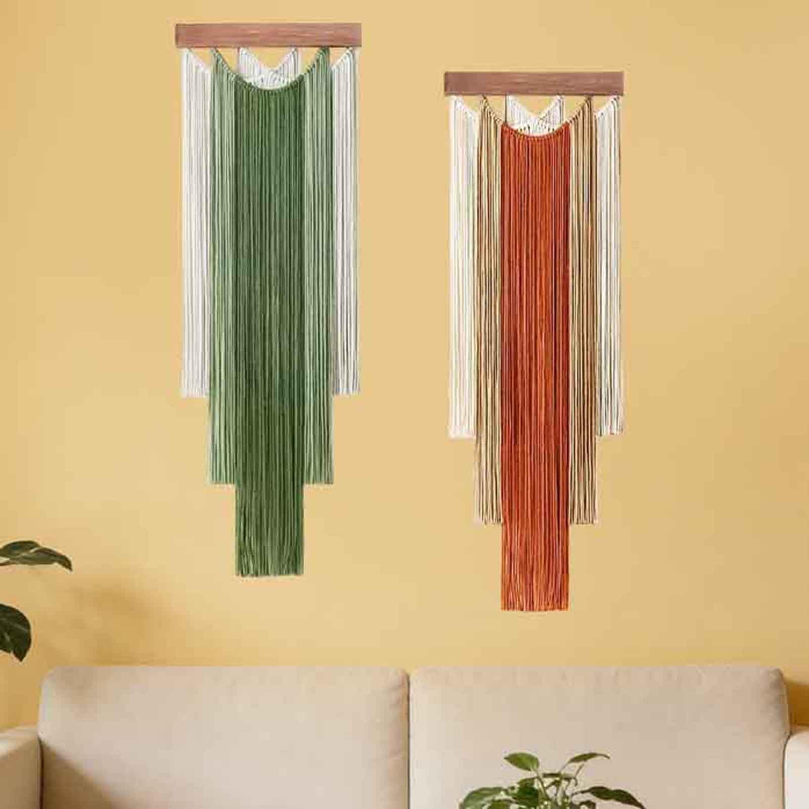 Makramee Wandbehang Böhmisches Chic Gewebter Wandteppich Handgefertigt, Gewebt, Traumfänger Mit Quaste, Für Schlafzimmer Wohnzimmer Wohnung Wand Vorhang Deko(Green)