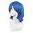 MapofBeauty 14 Inch/35 cm Short Cosplay Wolf Tail Synthetic Side Bangs Party Wig (Blue)