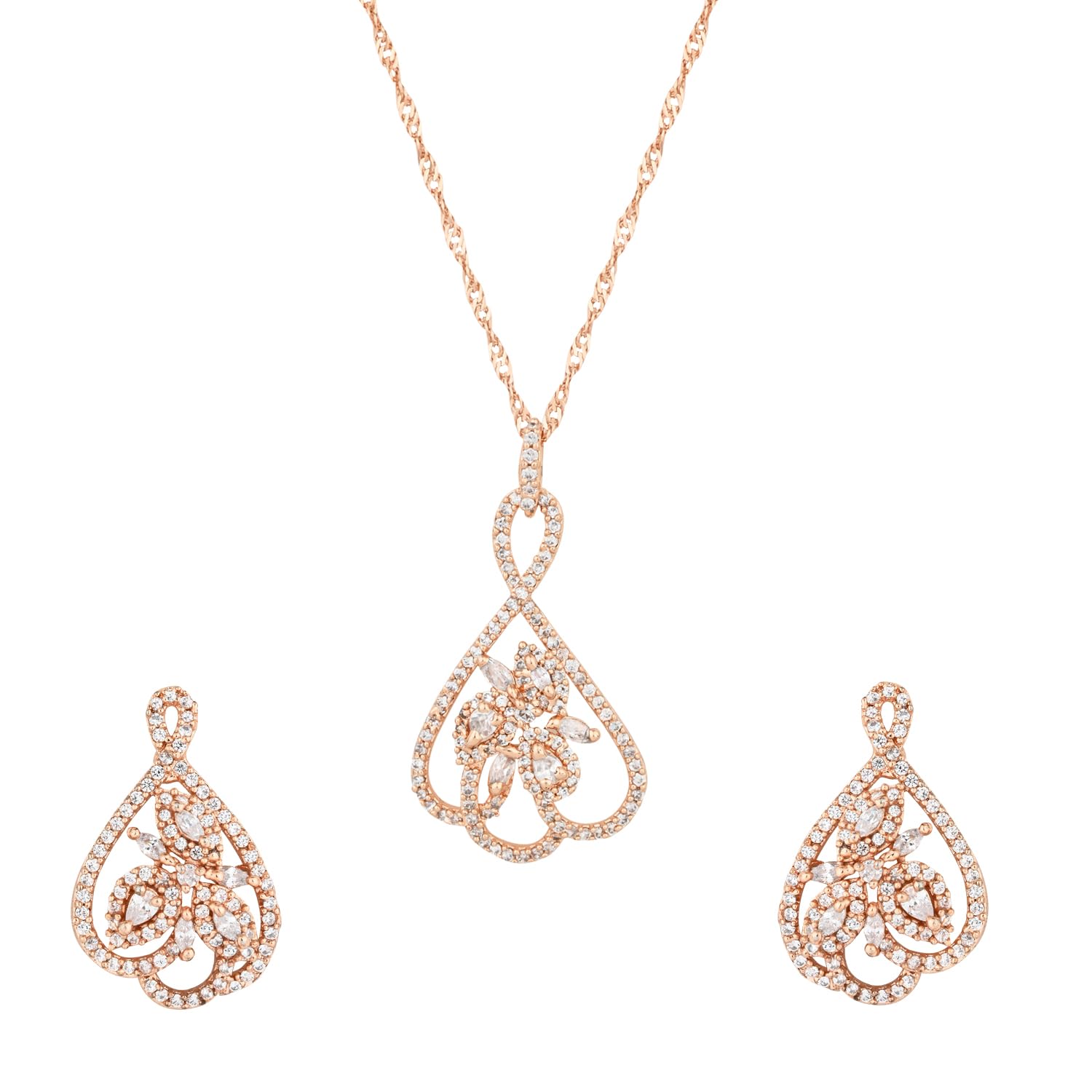 I Jewels Rose Gold Plated Glittering American Diamond CZ Zircon Chain Pendent Necklace Set for Women & Girls (CH47RG) (B098MFHRHY) Amazon Price History, Amazon Price Tracker