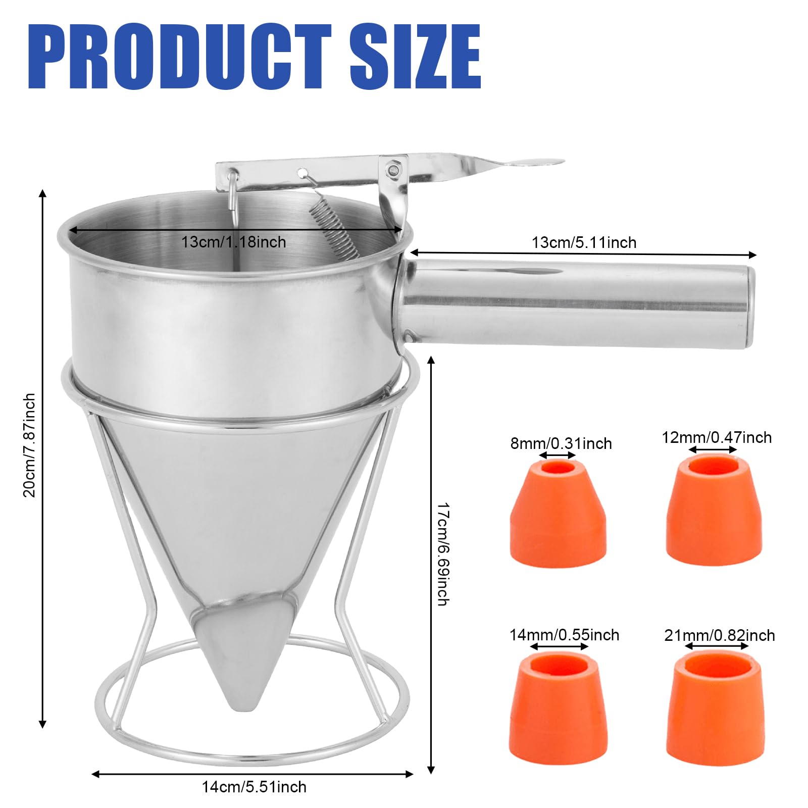 Distributore di pasta da 1,2 l, in acciaio inox, con supporto, coperchio e 4 imbuti, per torte