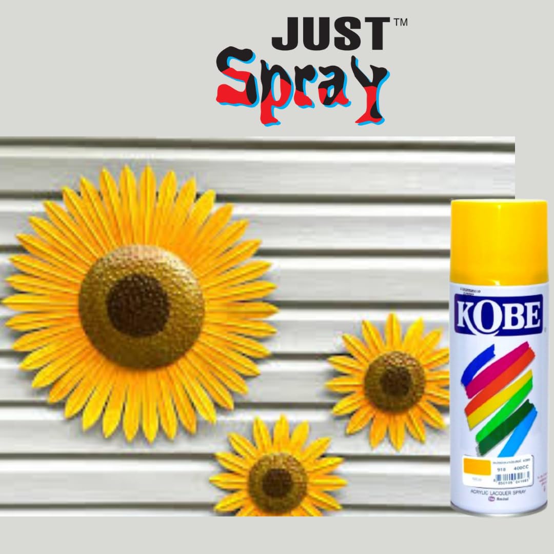 Kobe Spray Paint Yellow Gloss Finish Acrylic Multipurpose 400ml for Metal, Wood, and Walls | DIY, Quick Drying 3