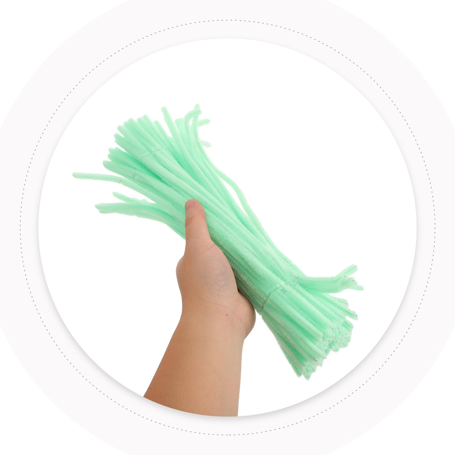 Scovolini Ciniglia per Bricolage 600 Pezzi Verde Chiaro | Peluche e Metallo, Fili Flessibili per Lavori Creativi, Adatti a Casa e Aula, per Adulti e Bambini