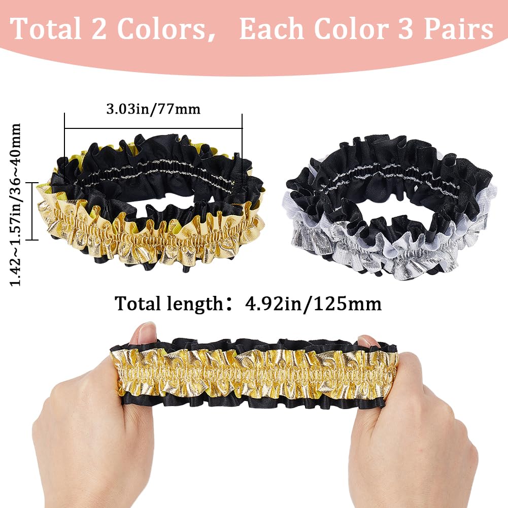 GORGECRAFT 12PCS 2 Colors Roaring 1920's Armband Garter Gold Silver Sleeve Arm Garters Elastic Armbands Anti-Slip Shirt Sleeve Holders Dress Costumes for 20's Party Supplies
