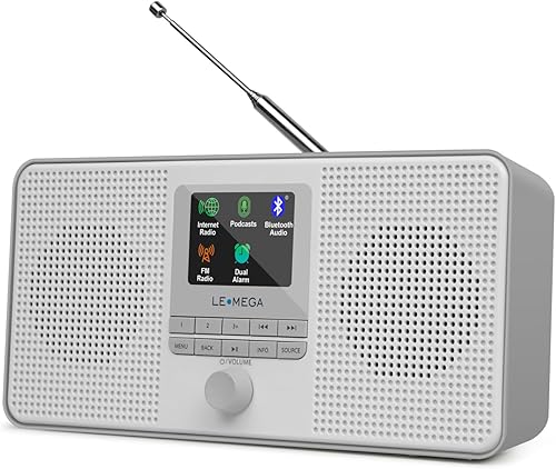 Miniatura 9 de LEMEGA IR4S Radio estéreo WiFi a Internet, radio digital FM, Spotify Connect, altavoz Bluetooth, reloj de alarma dual, 40 preajustes, salida de IR4S