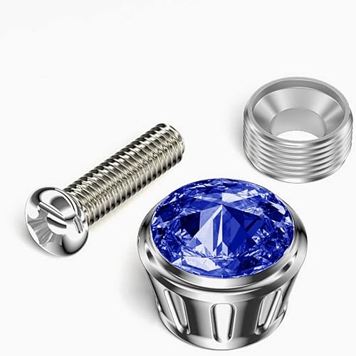 Miniatura 6 de Moioee Tapa de tornillo para placa de automóvil, 4 piezas de diamantes de imitación brillantes, cubierta de tornillos de marco de aleación de