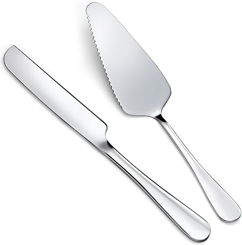 Miniatura 1 de Hnqiqs Cake Cutting Set for Wedding, Exquisite Wedding Cake Knife and Server Set, Stainless Steel Cake Knife Suitable for Weddings, Birthday,