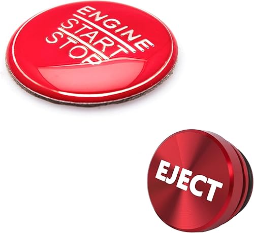 Xotic Tech Set Arranque del motor de aleación de aluminio rojo + cubierta del botón de expulsión del encendedor de cigarrillos, marco de panel